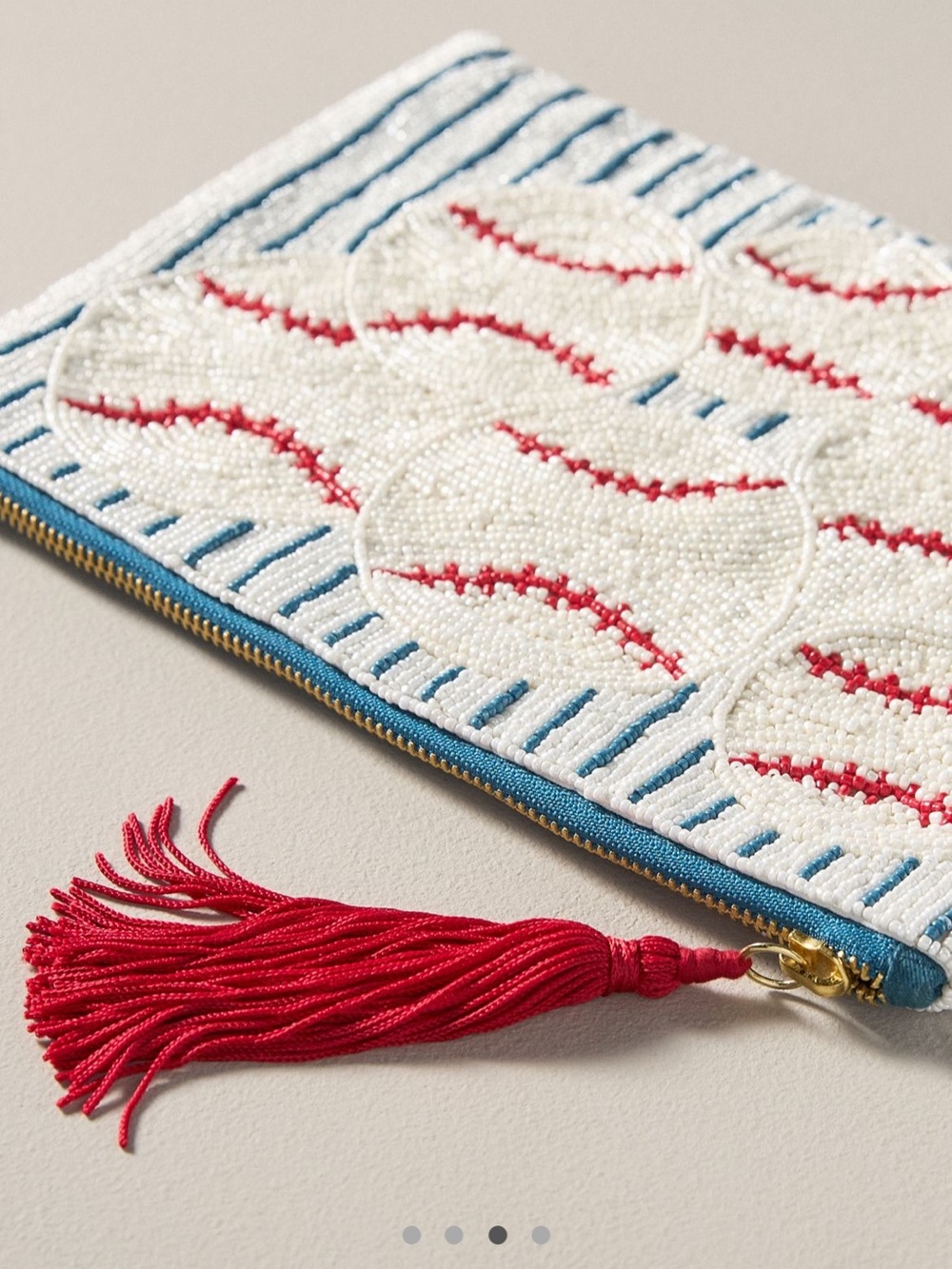 Anthropologie baseball large beaded pouch - Picture 3 of 4